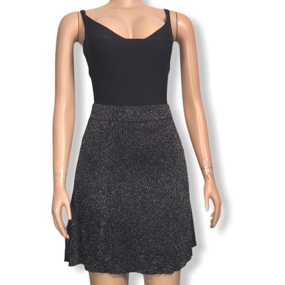 Xhilaration Skirt Knit black Metallic Shimmer high Waist Fully lined size L - Picture 5 of 14
